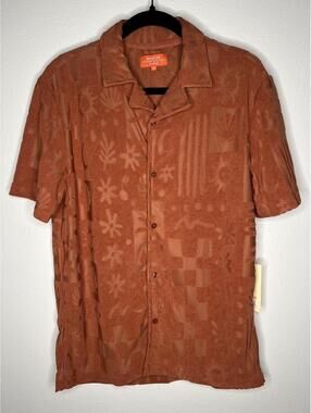 NWT Negative Space Men's Rust/Terry Cloth Button Down Shirt Size Small